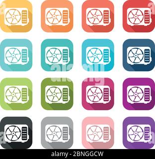 Icon of a reversible heat pump system for air conditioning Stock Vector