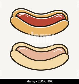 simple iconic hotdog vector illustrations Stock Vector