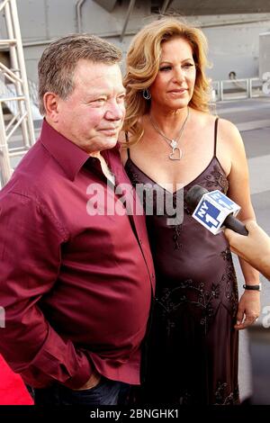 New York, NY, USA. 30 July, 2011. William Shatner, with his wife, Elizabeth Anderson Martin at the EPIX screening of 'The Captains' at the Intrepid Sea-Air-Space Museum. Credit: Steve Mack/Alamy Stock Photo