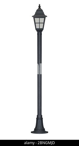 vintage Street and garden Lamp pole  posts isolated on white background Stock Photo