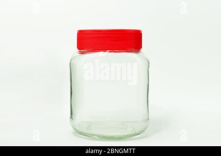 Empty glass bottle isolated on white background Stock Photo
