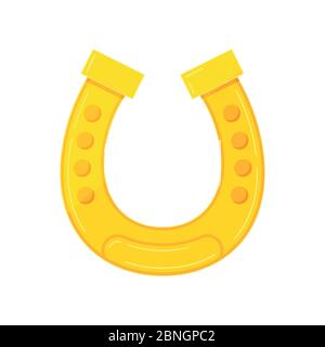 Gold horseshoe icon isolated on white background. Stock Vector