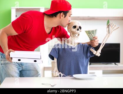 The concept of very slow pizza deliver service Stock Photo