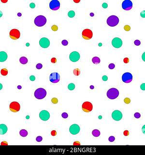 Multicolored doodle circles. Funny cartoon colored seamless pattern. Stock Vector