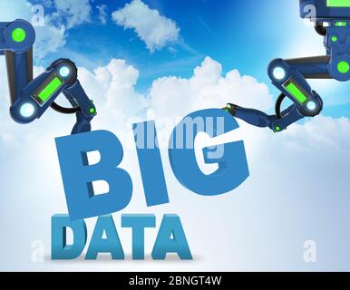 The big data concept with robotic arms - 3d rendering Stock Photo