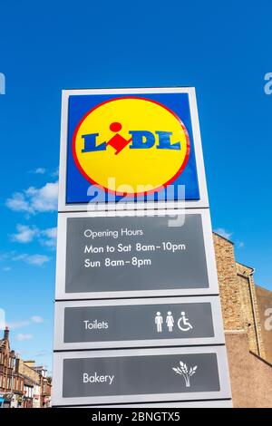 Logo sign for Lidl supermarket, Kilmarnock, Scotland, UK Stock Photo