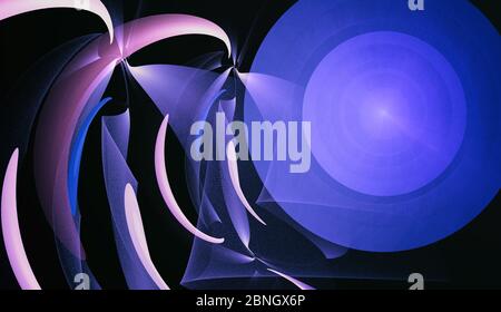A whimsical abstract drawing on a dark background. Stock Photo