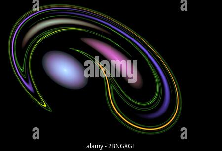 A whimsical abstract drawing on a dark background. Stock Photo