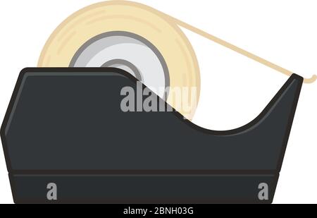 Adhesive tape dispenser vector illustration for cellophane Tape Day on May 27th. Isolated office equipment symbol. Stock Vector