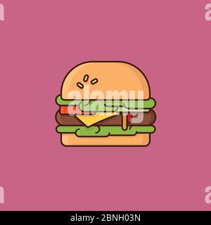 Delicious fast food hamburger vector illustration for Hamburger Day on May 28th. American junk food vector symbol Stock Vector