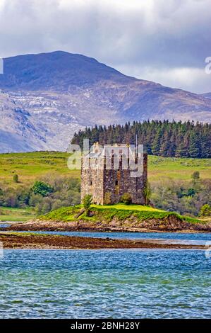 Castle Stalker near Portnacroish in Loch Linnhe Lorn Scotland Stock Photo