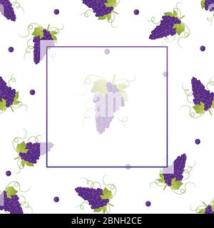 Pueple Grape Banner on White Background. Vector Illustration. Stock Vector