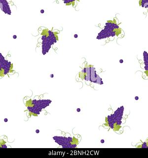 Pueple Grape on White Background. Vector Illustration. Stock Vector