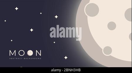 moon icon . abstract moon cartoon. moon vector illustration . moon background design . creative background design . Cartoon full moon on dark starry n Stock Vector