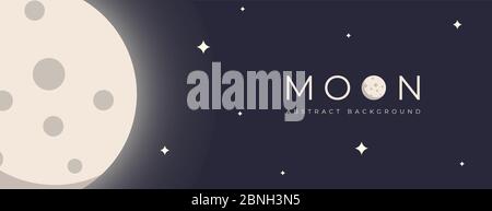 moon icon . abstract moon cartoon. moon vector illustration . moon background design . creative background design . Cartoon full moon on dark starry n Stock Vector