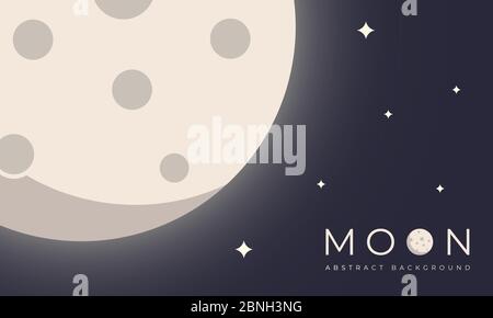 moon icon . abstract moon cartoon. moon vector illustration . moon background design . creative background design . Cartoon full moon on dark starry n Stock Vector