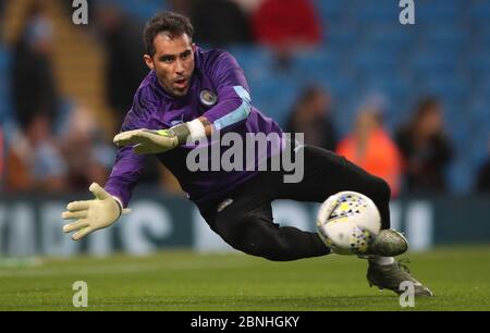 Manchester City goalkeeper Claudio Bravo during warm up prior to the Carabao Cup, Fourth Round match at the Etihad Stadium, Manchester. Stock Photo