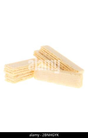 Wafers sticks with vanilla Cream isolated on white background Stock Photo