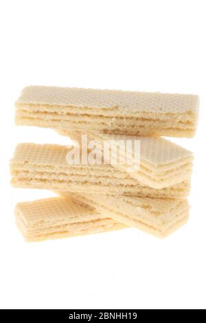 Wafers sticks with vanilla Cream isolated on white background Stock Photo