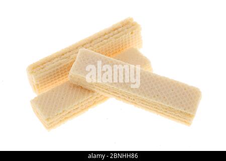 Wafers sticks with vanilla Cream isolated on white background Stock Photo