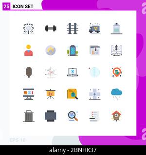 Modern Set of 25 Flat Colors Pictograph of pack, truck, weight, pollution, road Editable Vector Design Elements Stock Vector