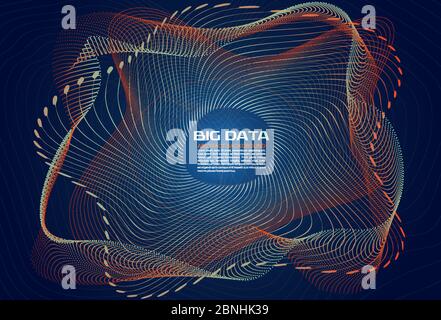 Big data colorful abstract vector background. Particle dot and line wave on blue background Stock Vector