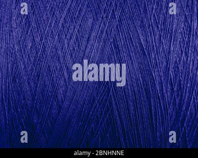 Linen yarn rope and thread texture background. Blue  color filter Stock Photo