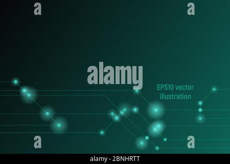 High tech vector illustration banner. Blue background and light. Stock Vector