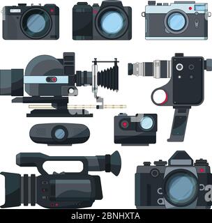 Digital video cameras and different professional equipment Stock Vector