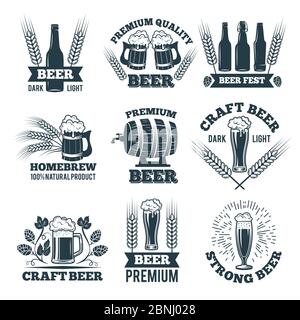 Labels or badges set of beer. Elements for emblem or logo design Stock Vector