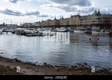 April 22, 2018, Stockholm, Sweden. Marina for yachts and catamarans in the center of Stockholm. Stock Photo