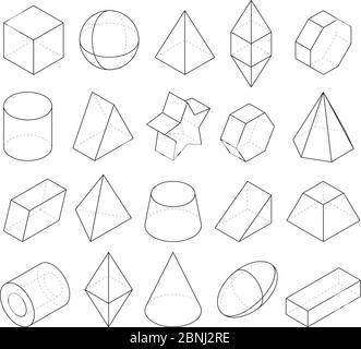 Monoline illustrations. Frames of different geometry shapes Stock Vector