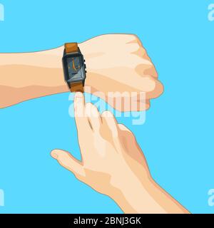 Business concept picture with mechanical hand watch. Vector illustration isolate Stock Vector