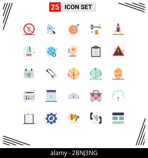 25 User Interface Flat Color Pack of modern Signs and Symbols of unicorn startup, tag, wedding, room, vectors Editable Vector Design Elements Stock Vector