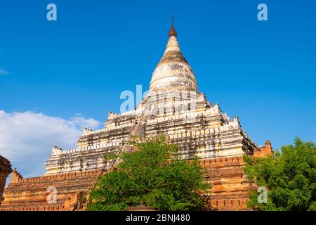Bagan, Myanmar ancient Shwesandaw Pagoda in the daytime. Stock Photo