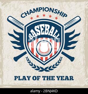 Retro poster for baseball club. Sport emblem in vector style Stock Vector