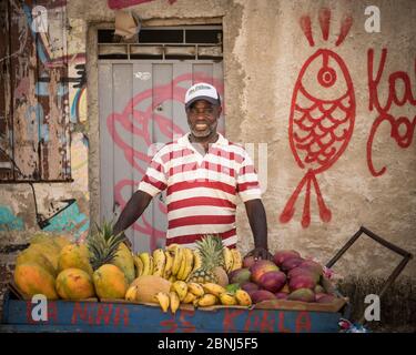 Portrait of Ariel, Getsemani Barrio, Cartagena, Bolivar Department, Colombia, South America Stock Photo