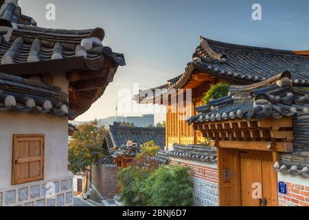 Traditional houses in Bukchon Hanok village, Seoul, South Korea Stock ...