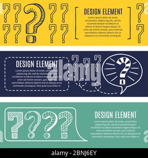 Horizontal banners with concept pictures of question marks and places for your text Stock Vector