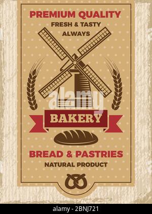 Vintage poster for bakery shop. Template with place for your text Stock Vector