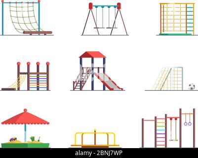 Equipment of amusement park. Playground isolated on white background Stock Vector