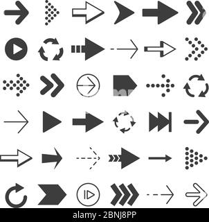 Black arrows set. Vector pictures isolate Stock Vector