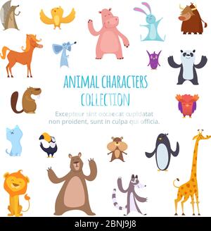 Vector background pictures with different cartoon animals Stock Vector