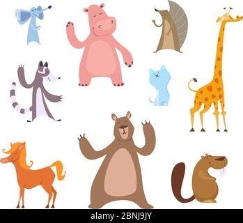 Vector cartoon illustrations of funny animals Stock Vector