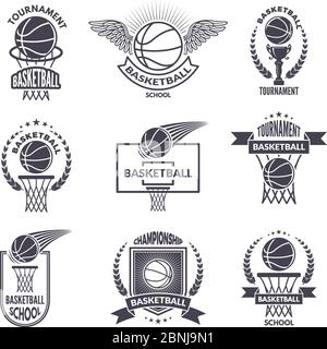 Sport labels for basketball club. Vector badges for champions Stock Vector