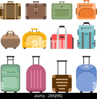 Handbags and suitcases. Vector pictures set isolate on white Stock Vector