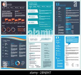 Vector design template of business CV, curriculum vitae Stock Vector