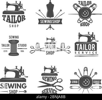 Different labels or logos set for tailor shop Stock Vector