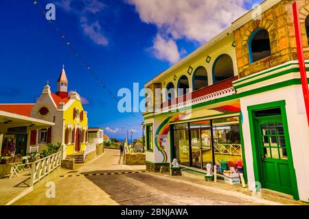 Beautiful village road on Saba Island, Netherlands Antilles, West Indies, Caribbean, Central America Stock Photo