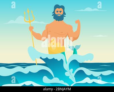 Poseidon Greek god of the sea Stock Vector